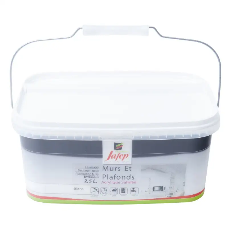 Peinture mur et plafond satinée blanc (2,5L) Jafep