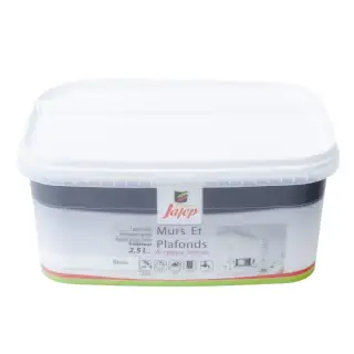 Peinture mur et plafond satinée blanc (2,5L) Jafep