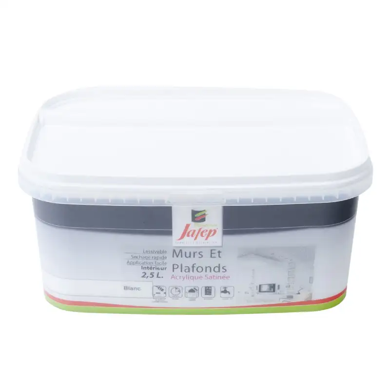 Peinture mur et plafond satinée blanc (2,5L) Jafep