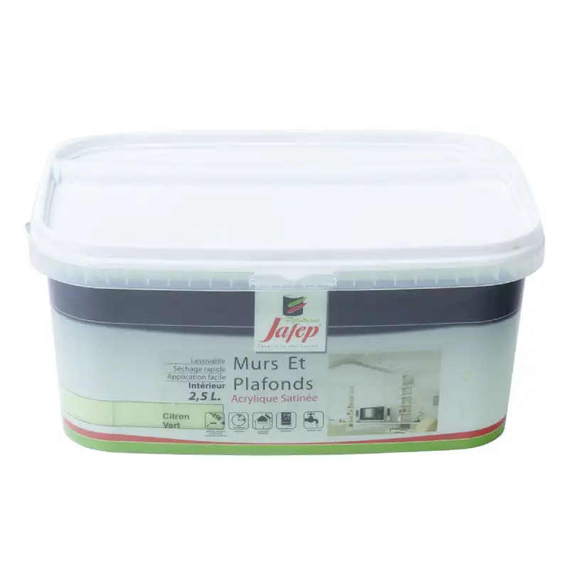 Peinture mur et plafond satinée citron vert (2,5L) Jafep