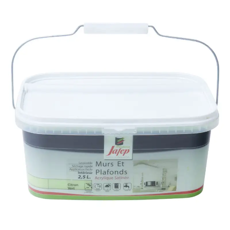 Peinture mur et plafond satinée citron vert (2,5L) Jafep