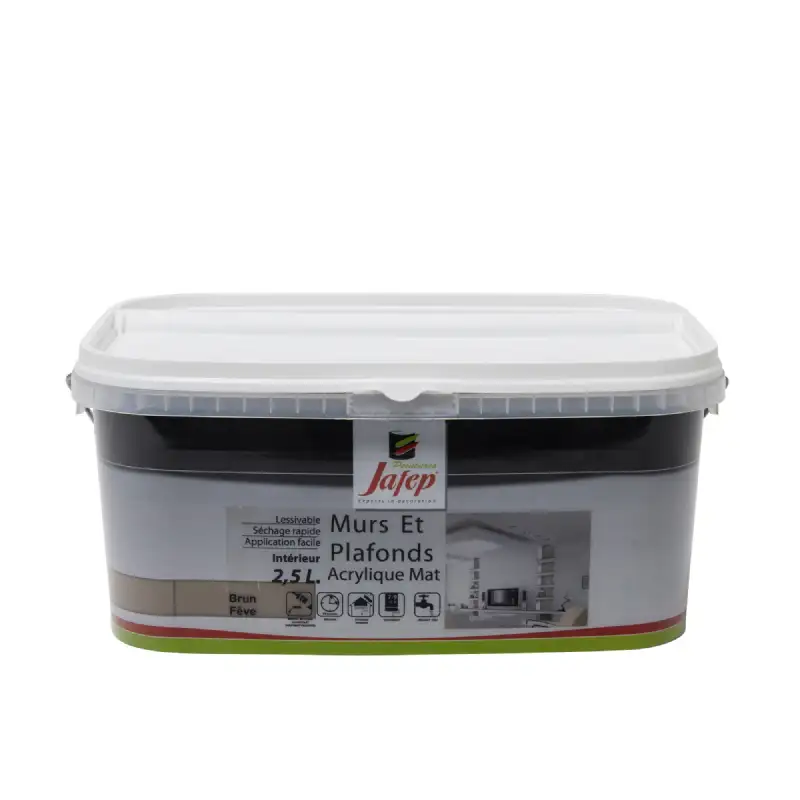 Peinture mur plafond acrylique mat brun fève (2,5L) Jafep