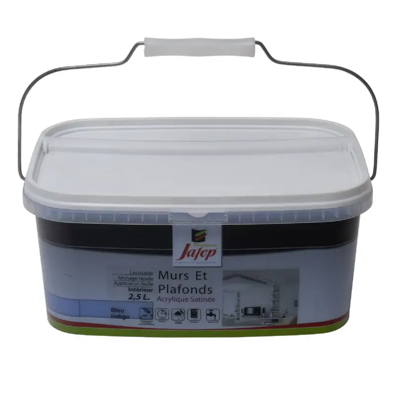 Peinture mur et plafond satinée bleu indigo (2,5L) Jafep