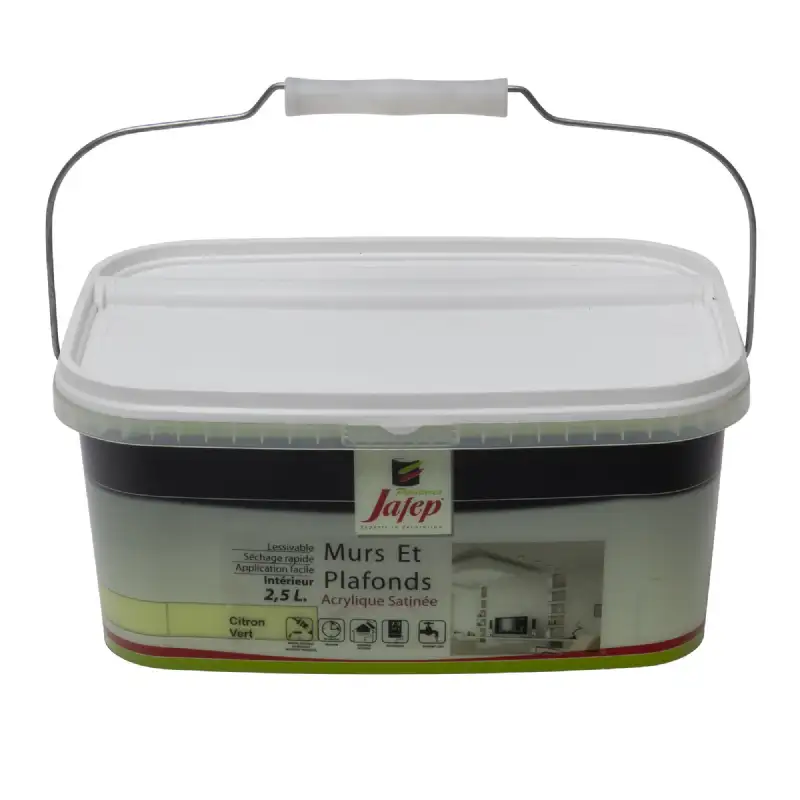 Peinture mur et plafond satinée citron vert (2,5L) Jafep