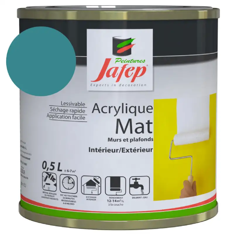 Peinture acrylique Turquoise mat Jafep (0,5l)