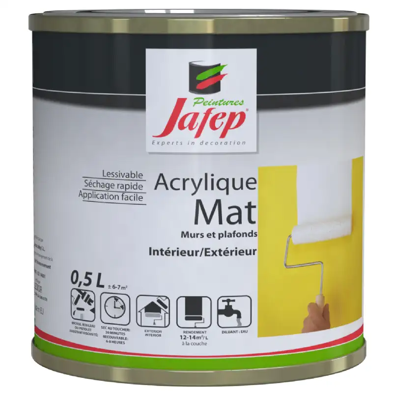 Peinture acrylique mate jaune canari Jafep (0,5L)