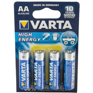 Lot de 4 piles Alcalines AA / LR6 Varta High Energy