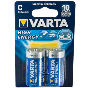  Lot de 2 piles Alcaline C, LR14 Varta High Energy