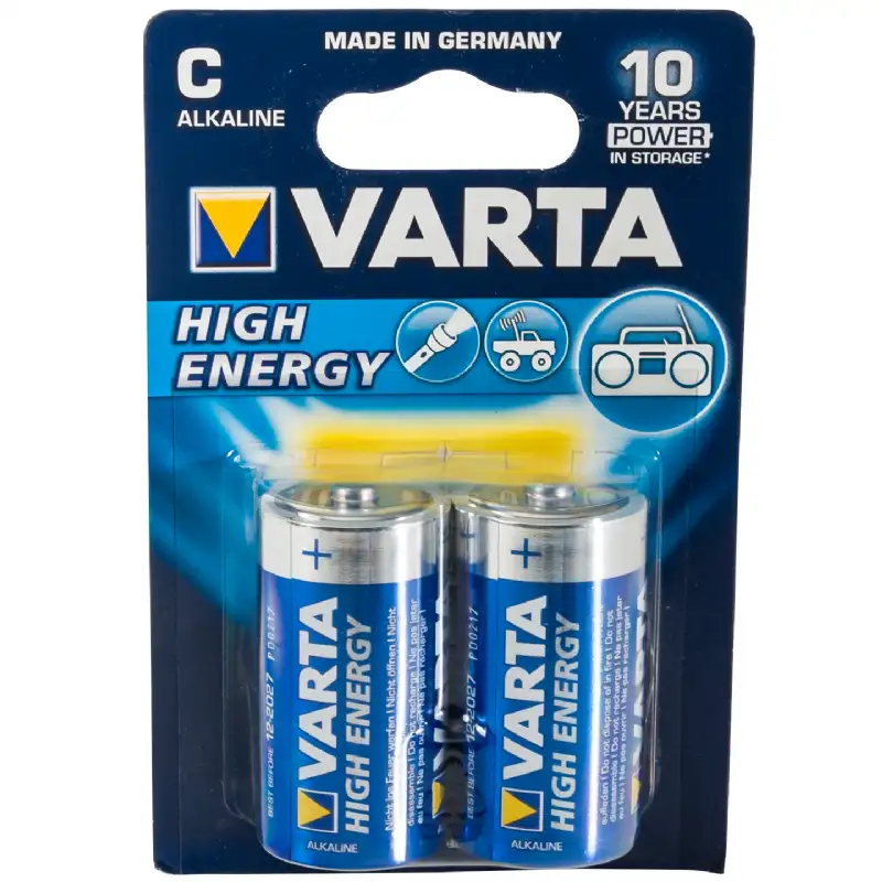  Lot de 2 piles Alcaline C, LR14 Varta High Energy