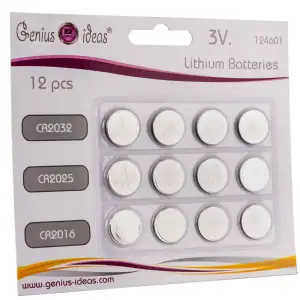 Lot de 12 piles boutons batterie lithium 3 V