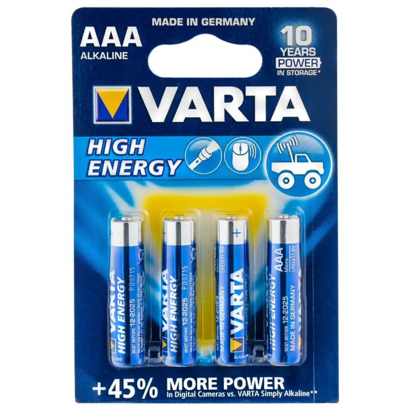 Piles alcalines varta AAA LR3