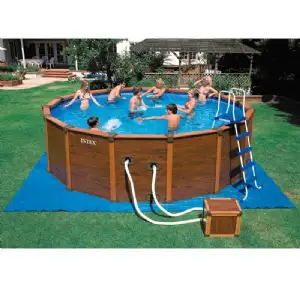 Piscine Intex aspect bois