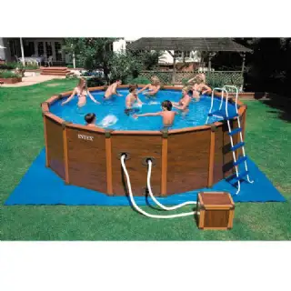 Piscine Intex aspect bois