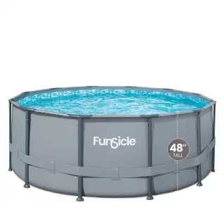 Piscine tubulaire ronde Funsicle grise Ø 3,66m x h1,22m