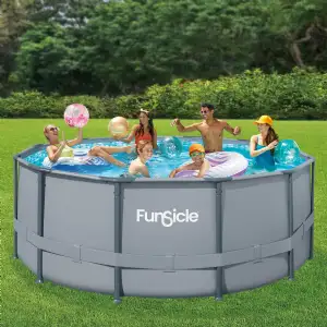 Piscine tubulaire ronde Funsicle grise Ø 3,66m x h1,22m