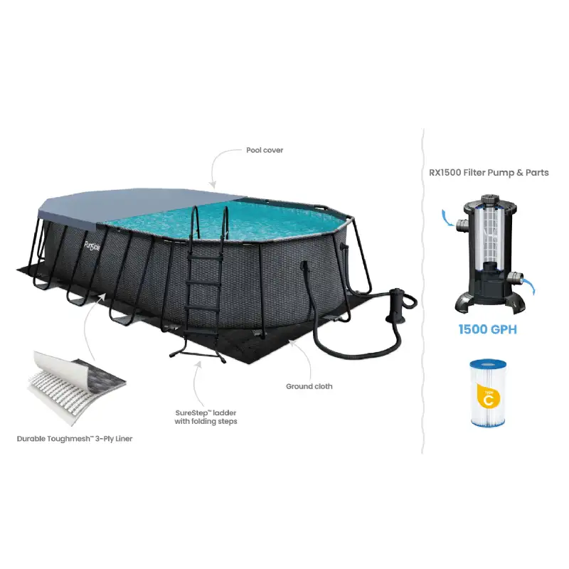 Piscine tubulaire ovale Oasis Designer™ Funsicle Dark (6,10 x 3,66 x 1,22m)