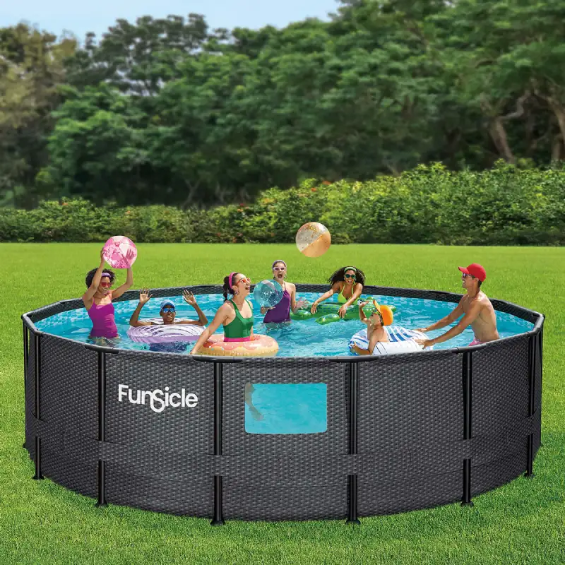 Piscine tubulaire hublot noire Ø4,57x H 1,22m – Funsicle