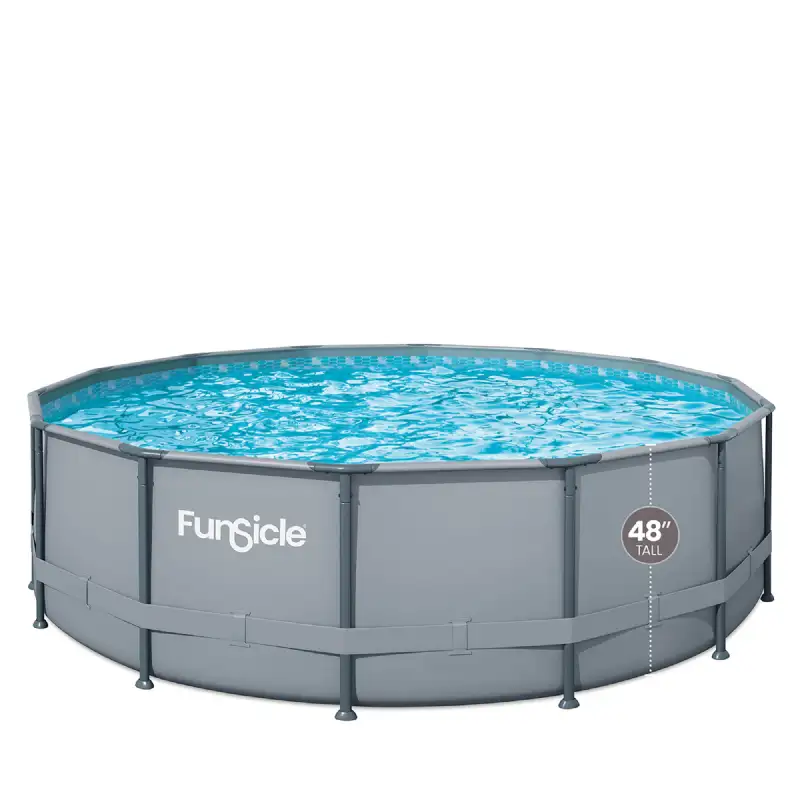 Piscine tubulaire ronde Funsicle gris uni Ø 4,57m x h1,22m