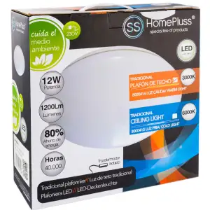 Plafonnier led 12w d:26cm blanc/chaud