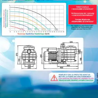 Pompe filtrante piscine 250w 6.5m³/h Mareva