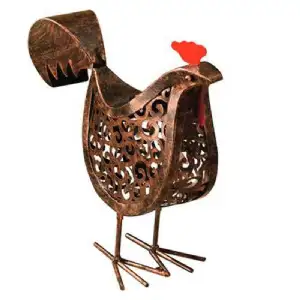 Poule solaire en métal 30x21x8cm