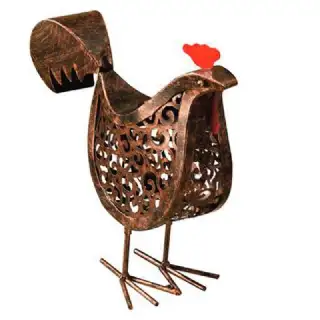 Poule solaire en métal 30x21x8cm