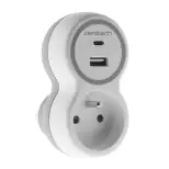 Prise 16A avec chargeurs USB A+C (Blanc et Gris) Zenitech