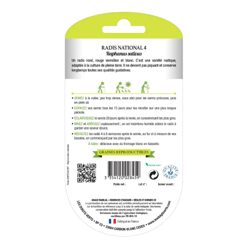 Graines de radis national BIO Les Doigts Verts