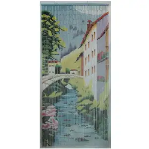 Rideau de porte en bambou 90x200cm, motifs pont