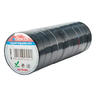 Ruban adhésif noir 10 rouleaux 15mm x 10m Geco