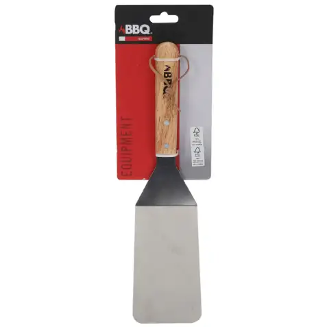 Grande spatule barbecue en acier inoxydable avec manche en bois - BBQ