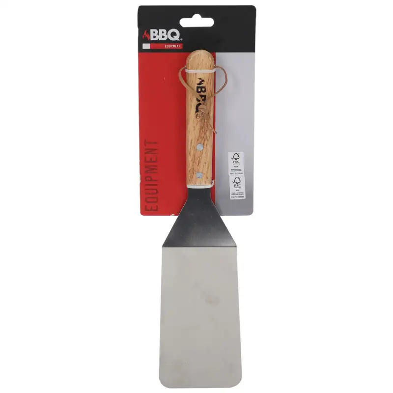 Grande spatule barbecue en acier inoxydable avec manche en bois - BBQ