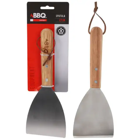 Spatule  en acier inoxydable avec manche en bois 33 cm - BBQ