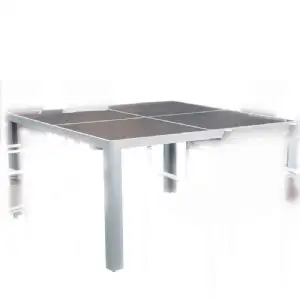 Table carrée 1.4x1.4m victoria alu/verre