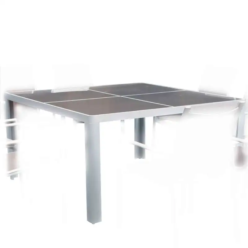 Table carrée 1.4x1.4m victoria alu/verre