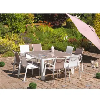 Ensemble table carrée+8 chaises victoria