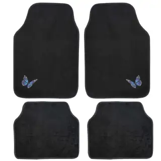 tapis moquette auto papillon bleu 4pcs