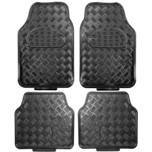 Tapis voiture pvc noir  4 pièces motif alu