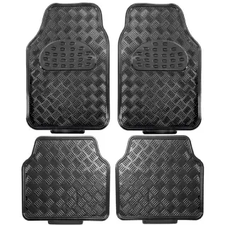 Tapis voiture pvc noir  4 pièces motif alu