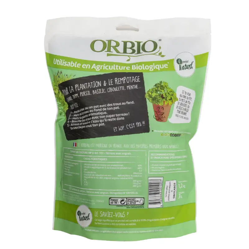 Terreau aromatiques 3L Orbio