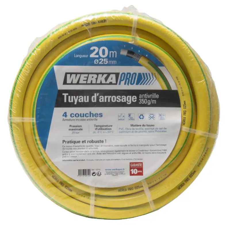 Tuyau d'arrosage renforcé Ø25mm antivrille WERKA PRO (20 m) 