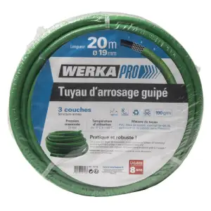 Tuyau d'arrosage guipé vert Ø19mm WERKA PRO (20m)