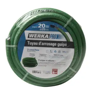 Tuyau d'arrosage guipé Ø25mm vert WERKA PRO (20m) 