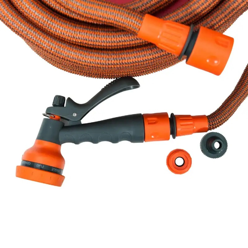 Tuyau d'arrosage PRO extensible orange avec pistolet