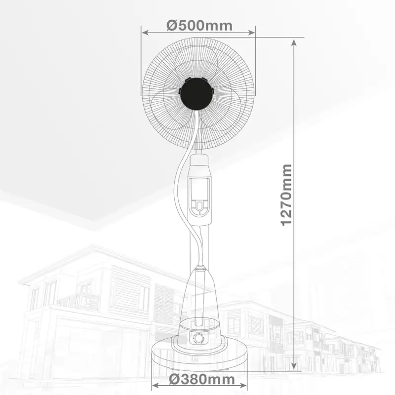 Ventilateur brumisateur avec pied + télécommande