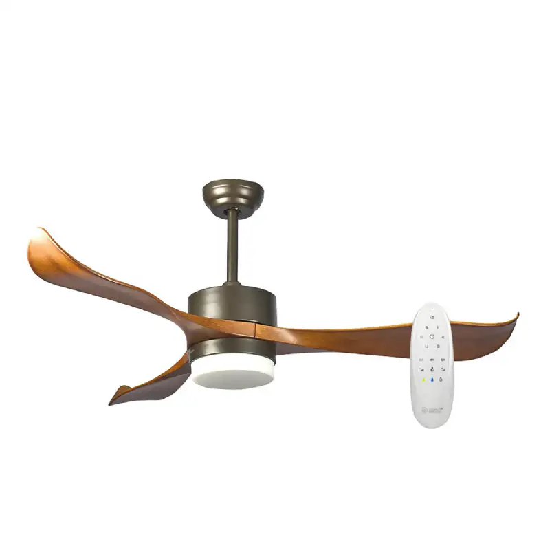 Ventilateur  de plafond bois et métal Ø 132cm avec lampe LED