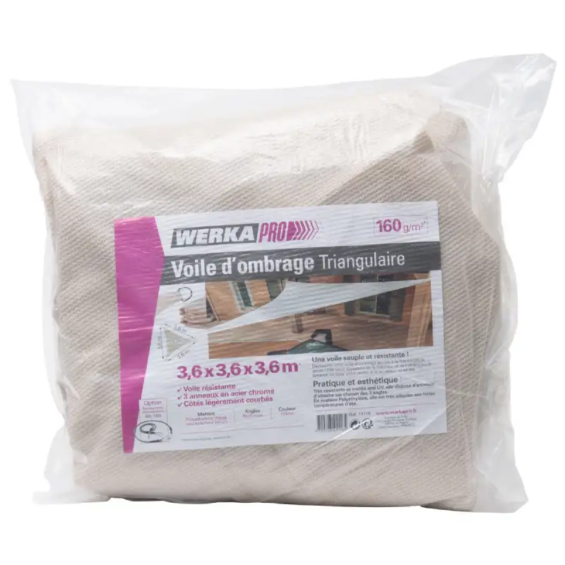 Voile d'ombrage triangulaire crème WERKA PRO